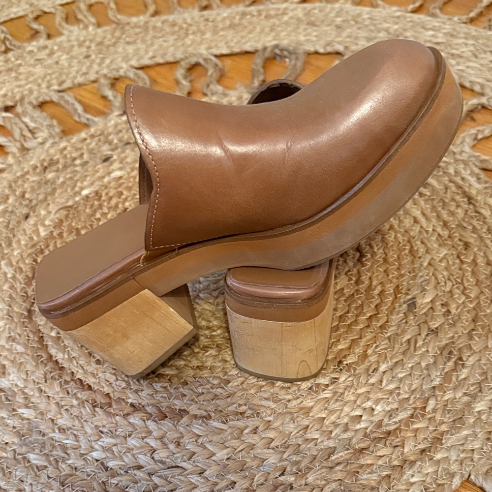 NATURALIZER Brown Leather Platform Mules - Picture 6 of 6